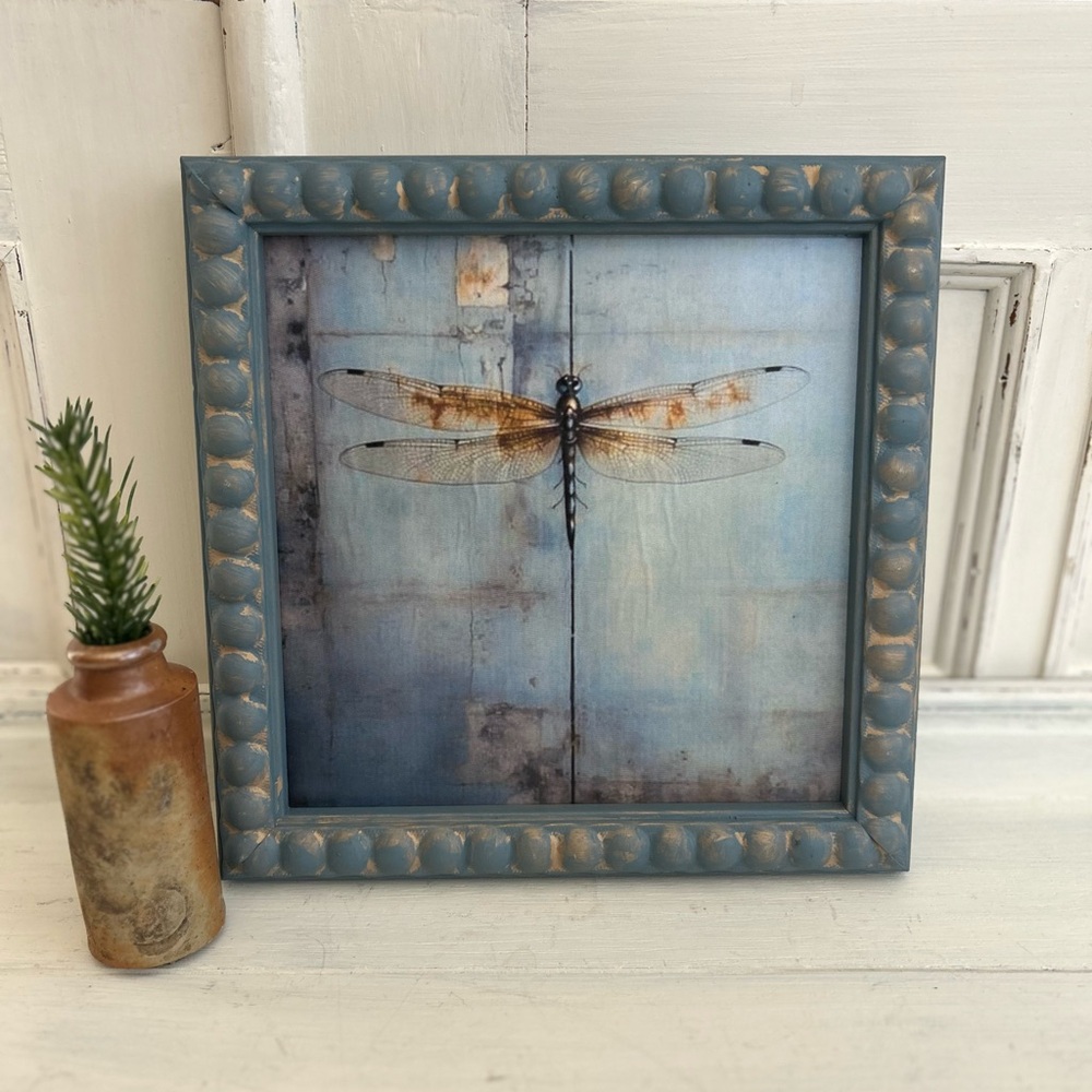 Blue Framed Dragonfly Art